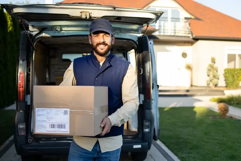 Courier delivering a package